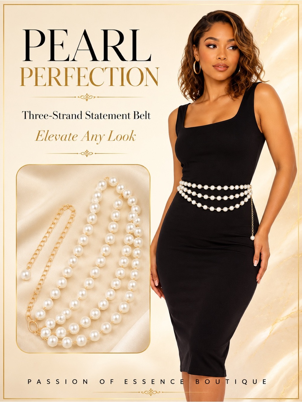 Multi Layered Pearl Chain Belt